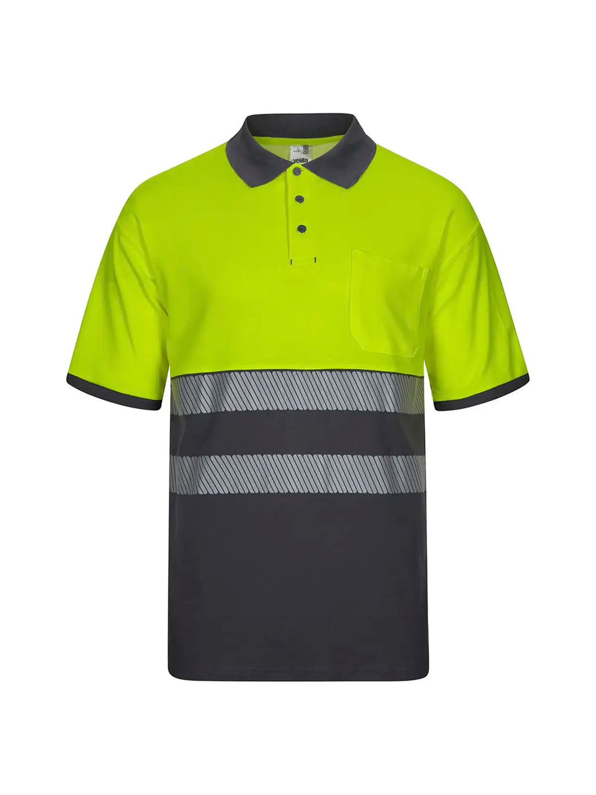 Polo alta visibilidad algodón bicolor manga corta cinta segmentada Velilla 305523