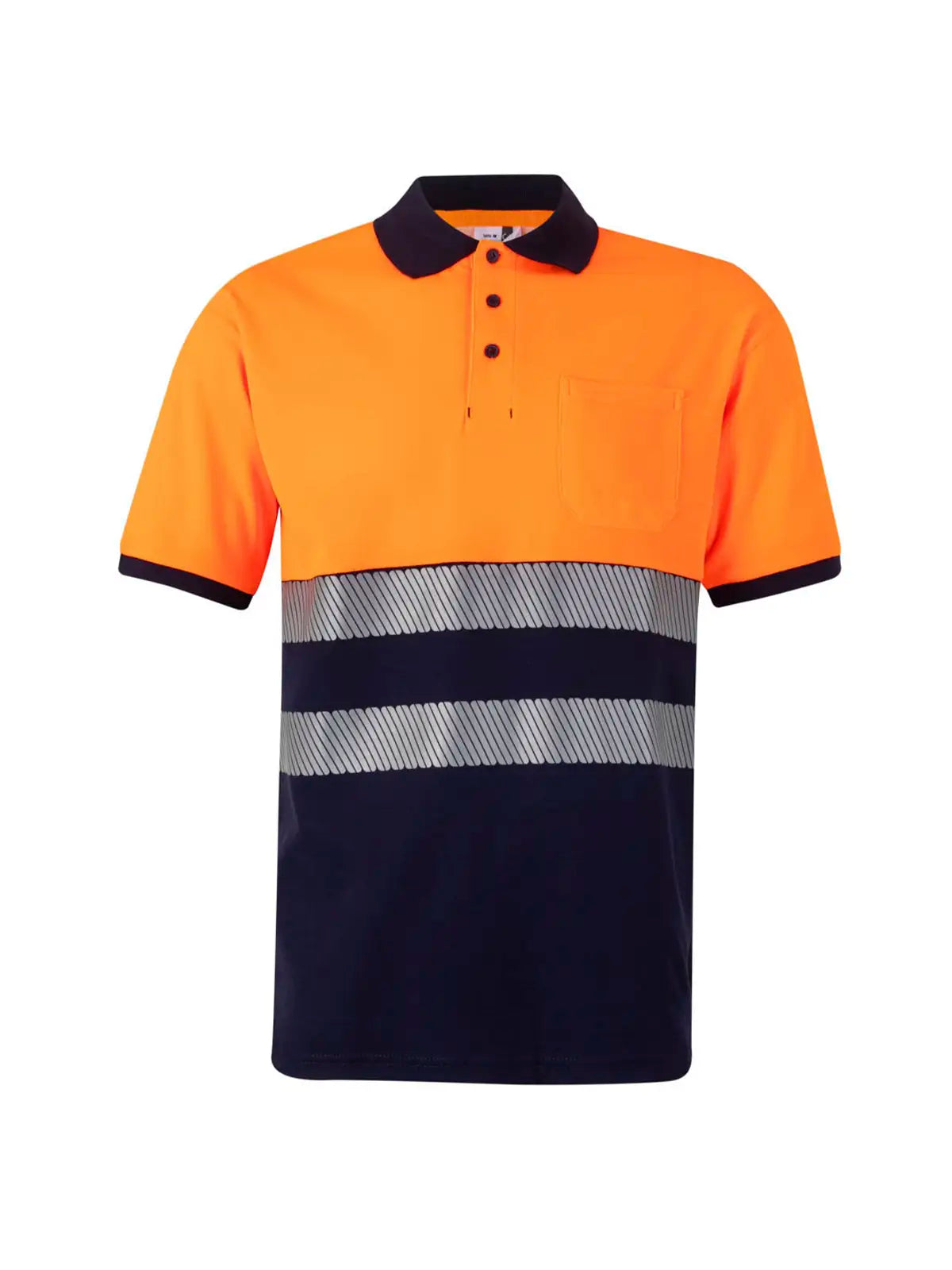 Polo alta visibilidad algodón bicolor manga corta cinta segmentada Velilla 305523