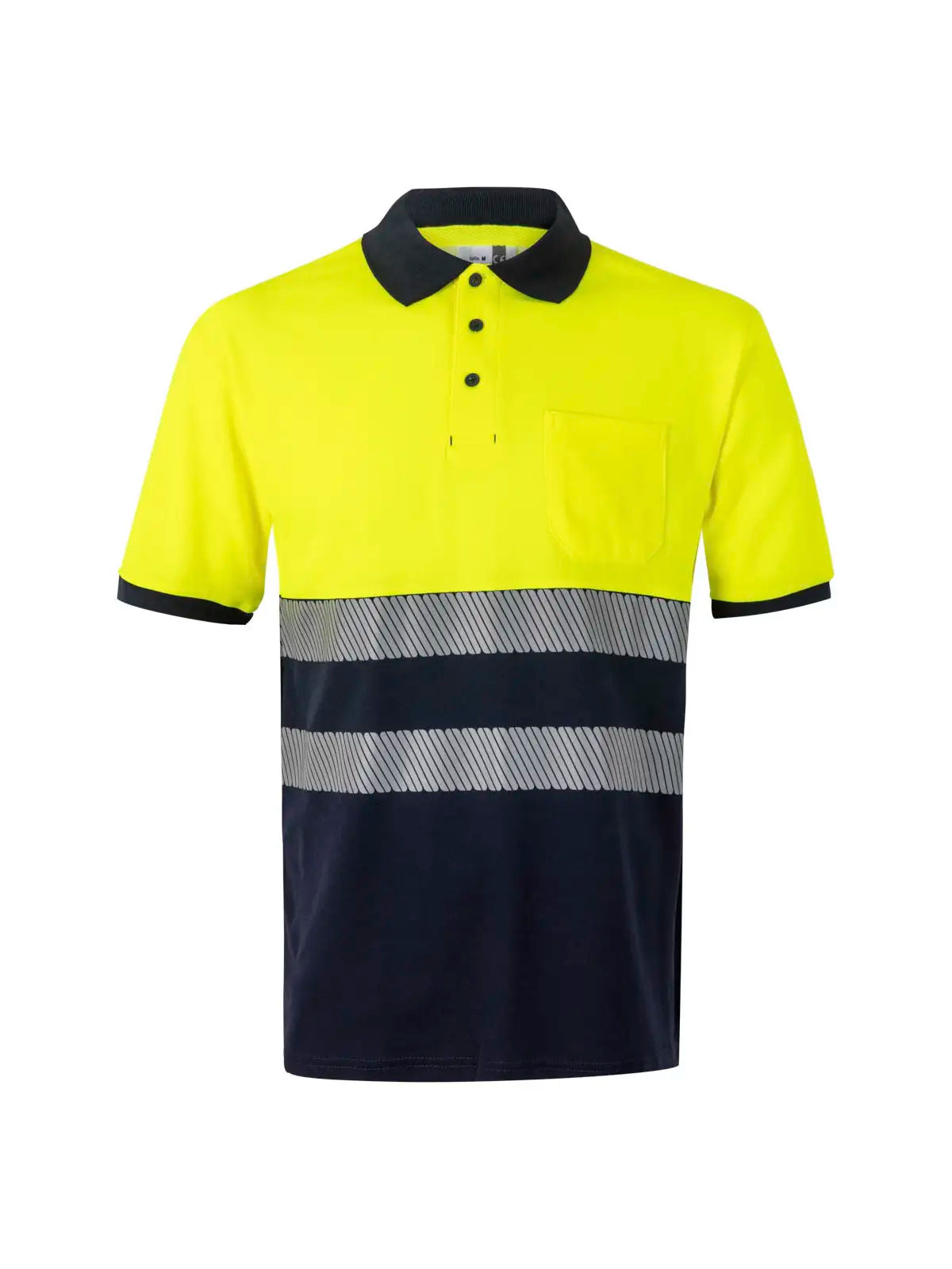 Polo alta visibilidad algodón bicolor manga corta cinta segmentada Velilla 305523