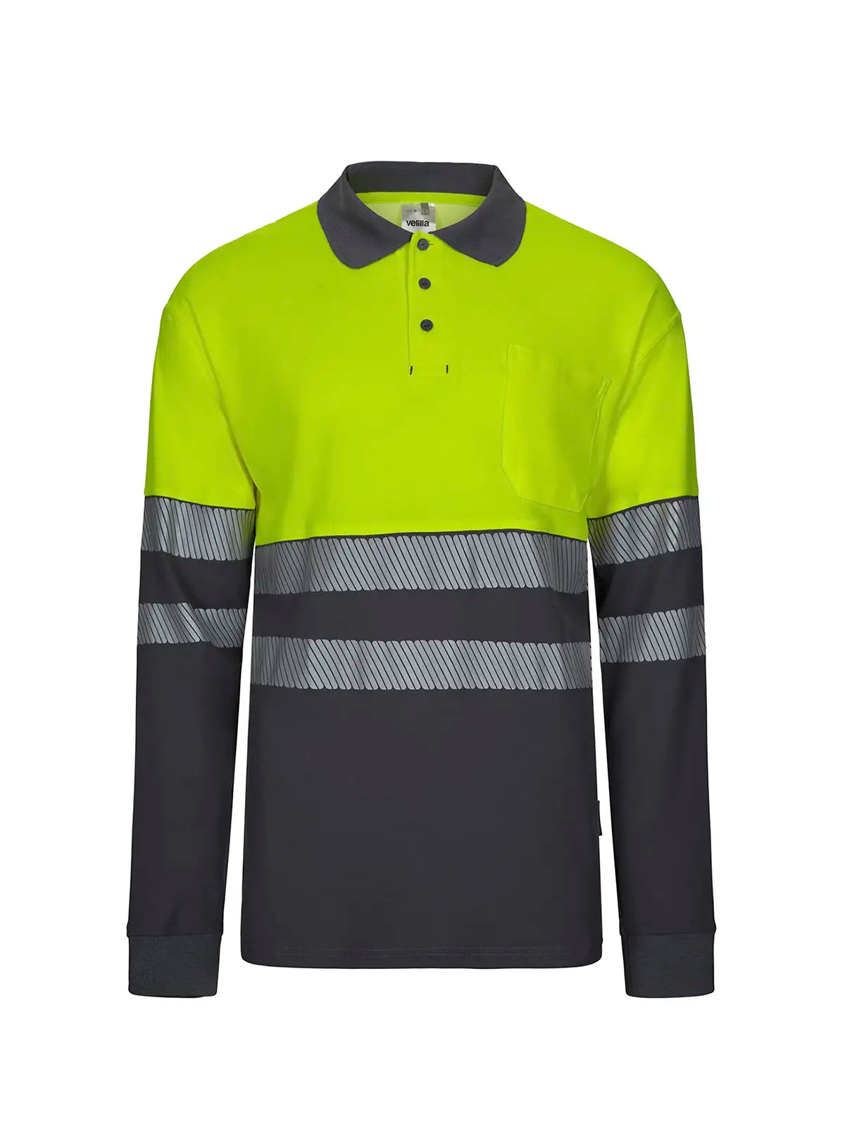 Polo alta visibilidad algodón bicolor manga larga cinta segmentada Velilla 305525
