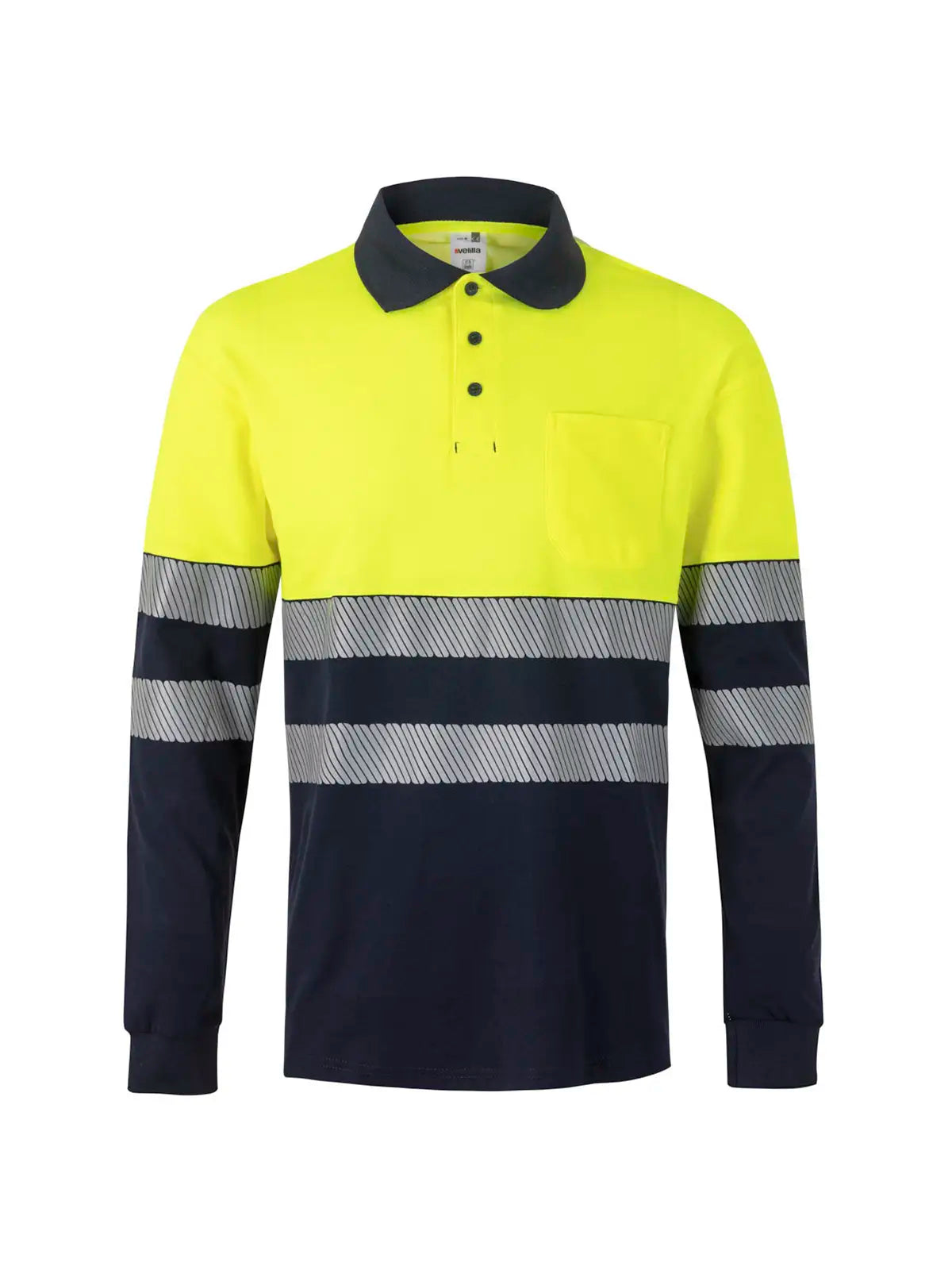 Polo alta visibilidad algodón bicolor manga larga cinta segmentada Velilla 305525