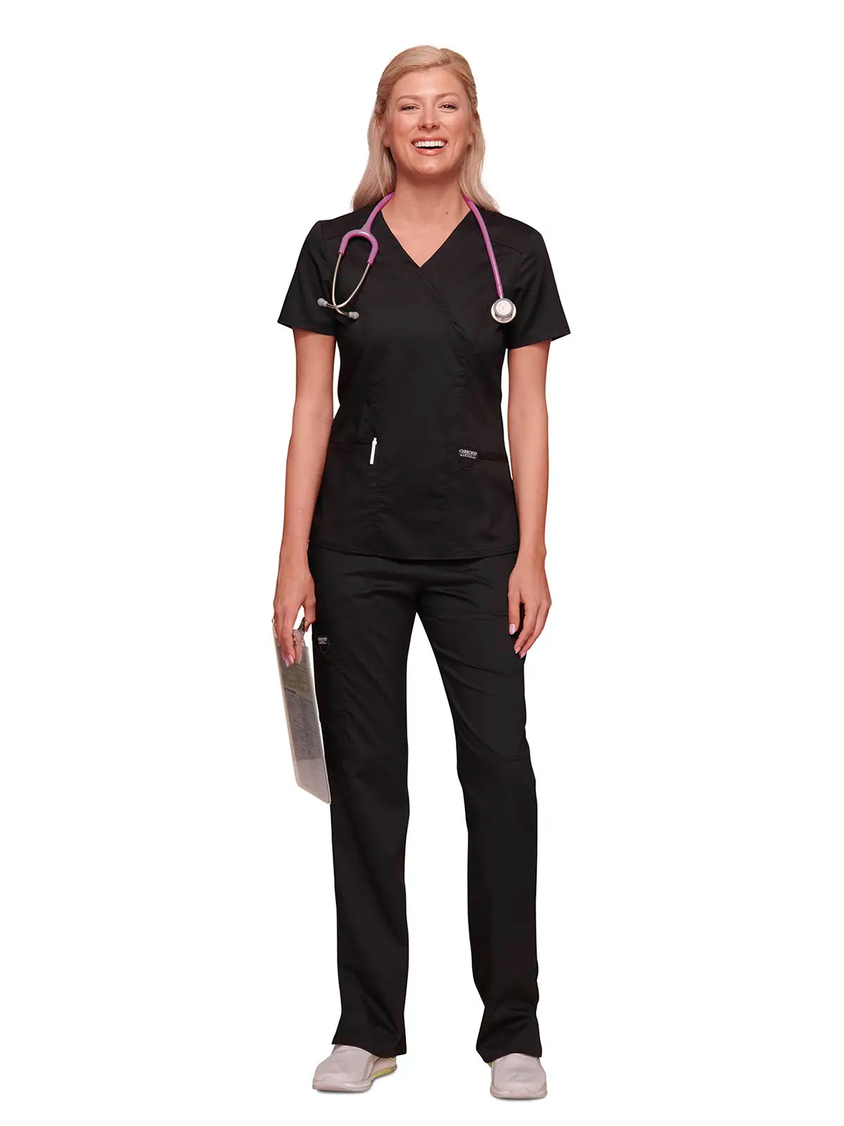 Casaca sanitaria mujer con cruzado simulado Cherokee Core Stretch WWE4728