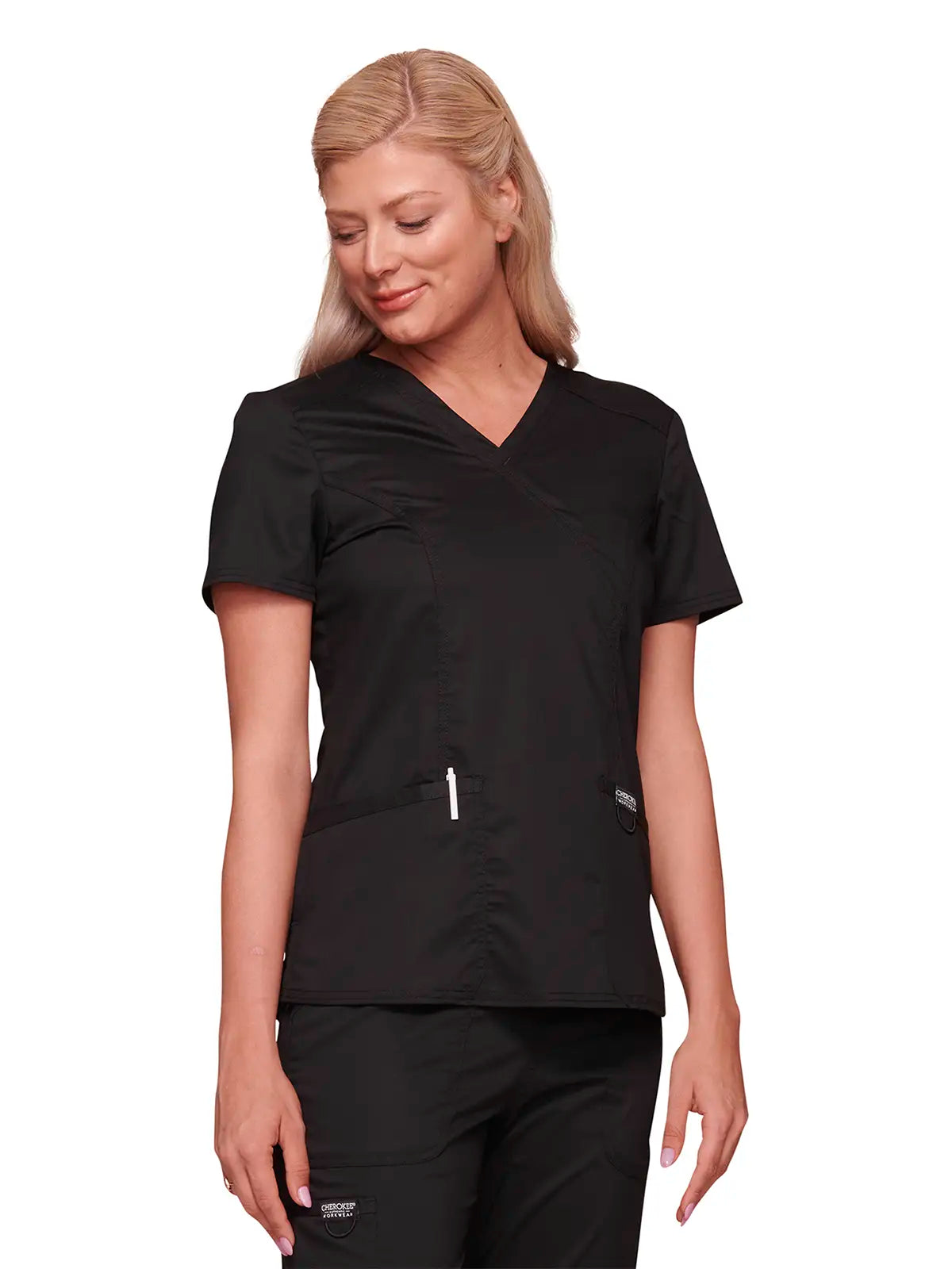 Casaca sanitaria mujer con cruzado simulado Cherokee Core Stretch WWE4728