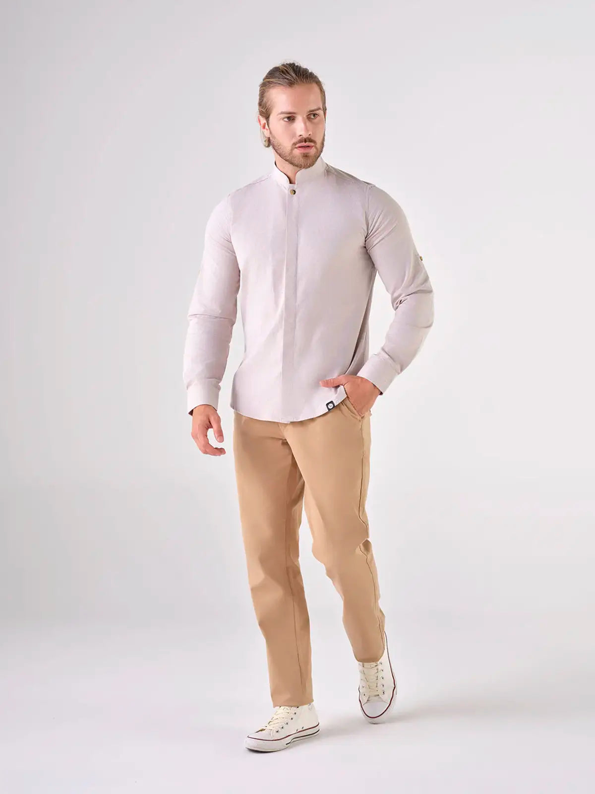 Camisa Mandarin Unisex Grace en Lino