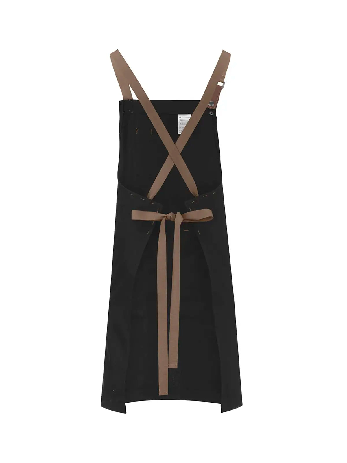 Delantal Cruzado Retro Negro con Tiras Beige