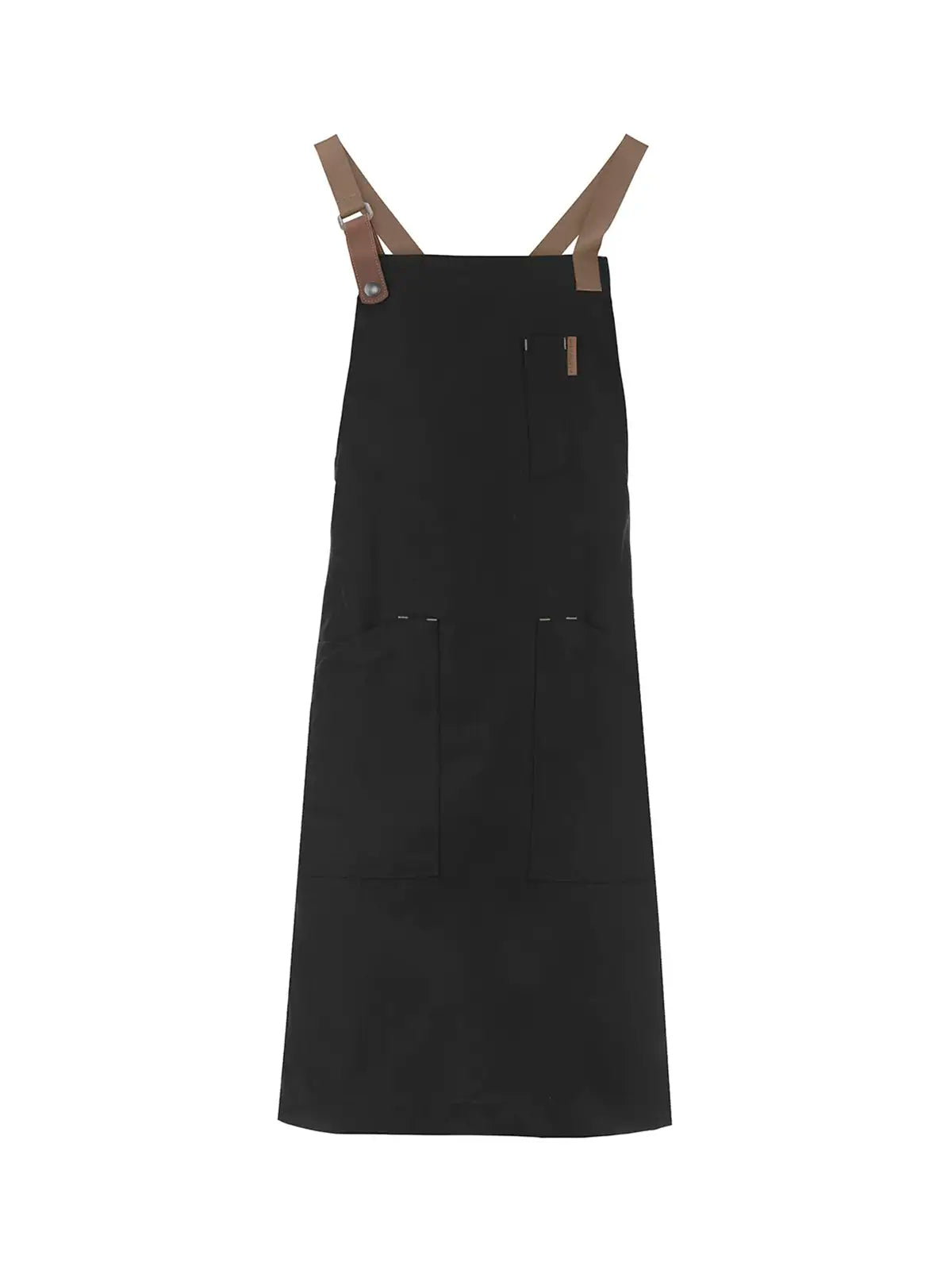 Delantal Cruzado Retro Negro con Tiras Beige