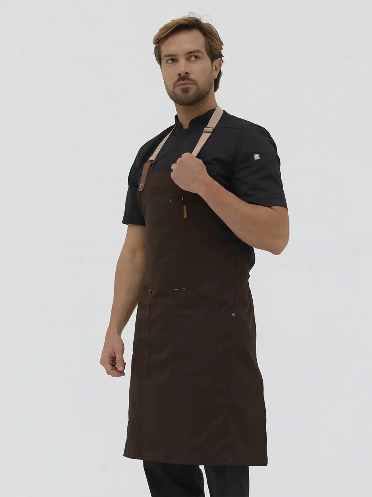 Delantal Cruzado Retro con Tiras Beige