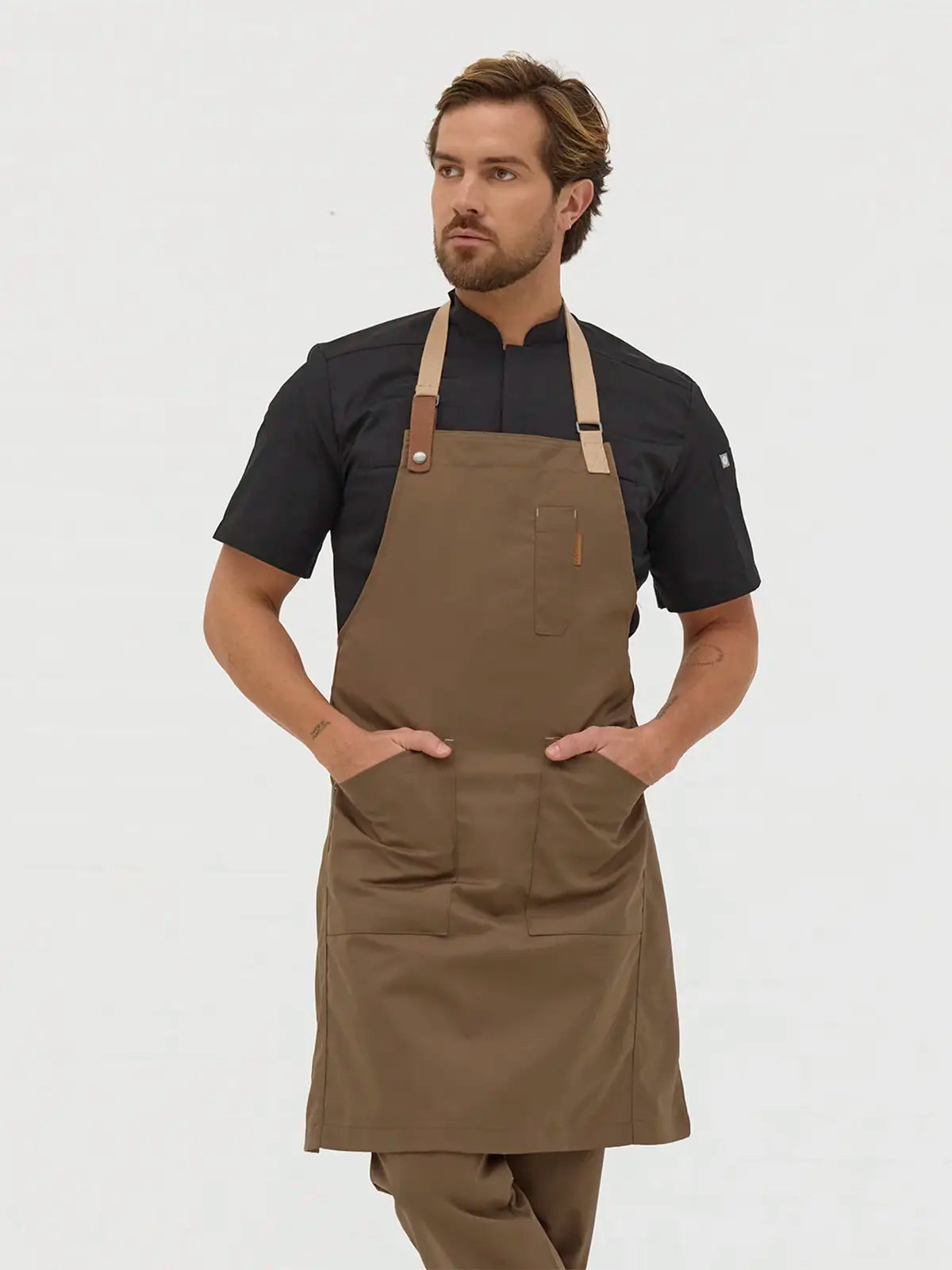 Delantal Cruzado Retro con Tiras Beige