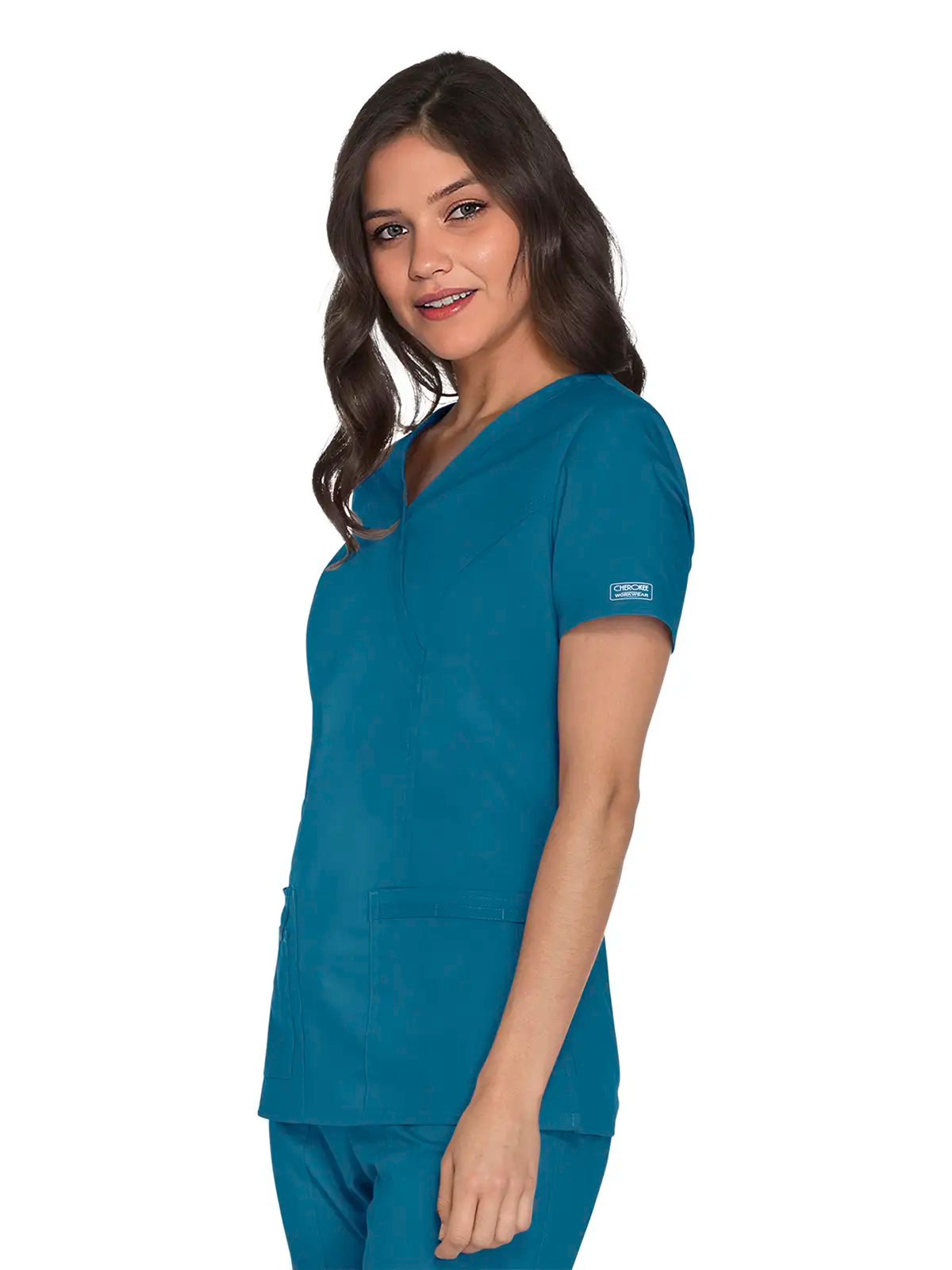 Casaca sanitaria mujer con cruzado simulado Cherokee Core Stretch WWE4728