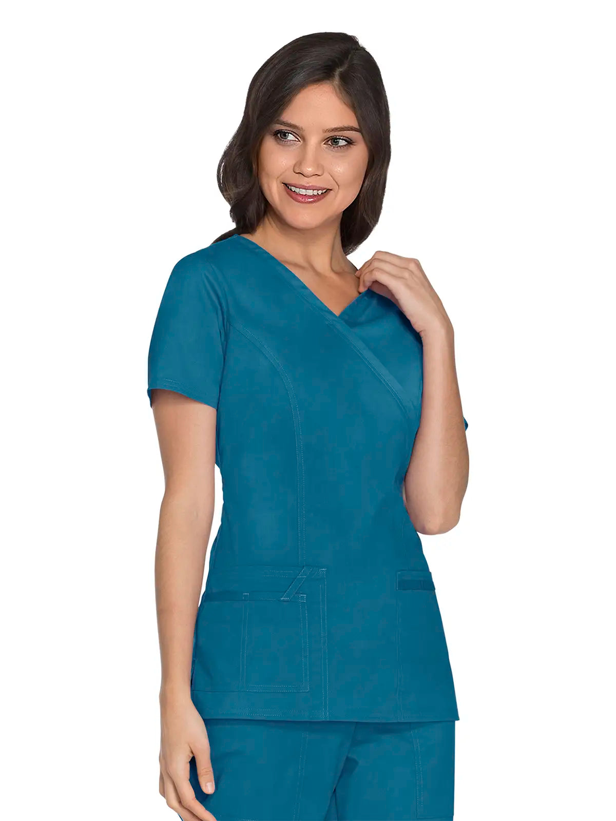 Casaca sanitaria mujer con cruzado simulado Cherokee Core Stretch WWE4728