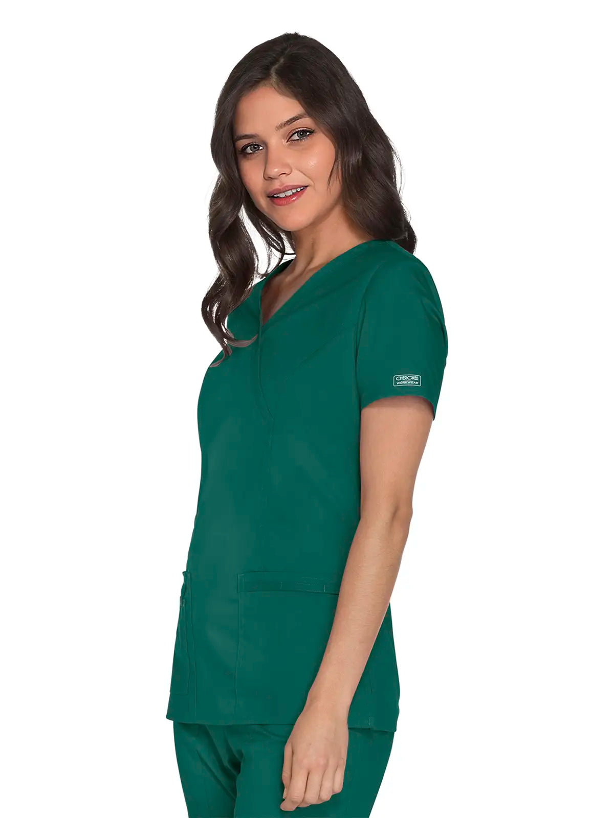 Casaca sanitaria mujer con cruzado simulado Cherokee Core Stretch WWE4728