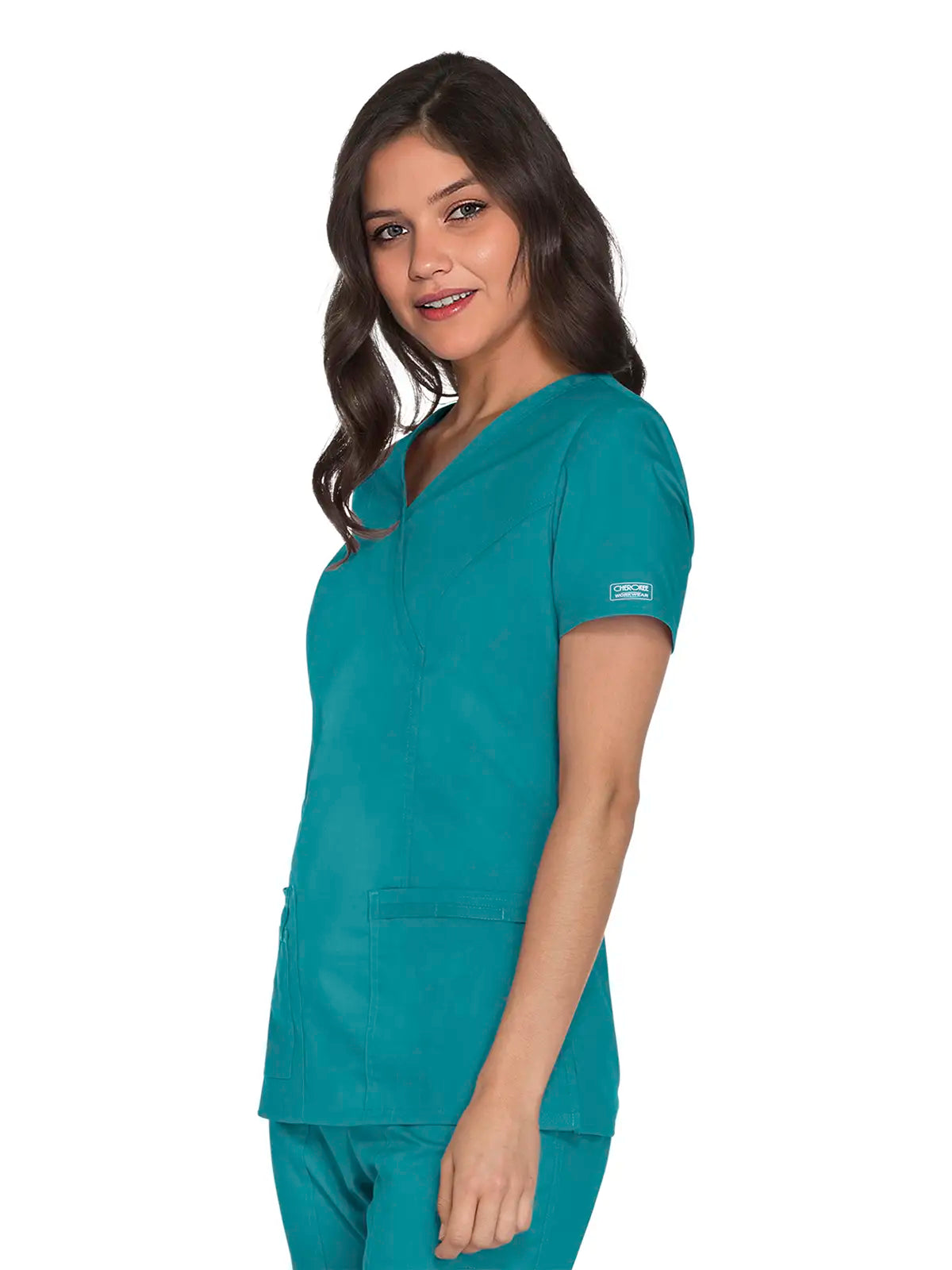 Casaca sanitaria mujer con cruzado simulado Cherokee Core Stretch WWE4728